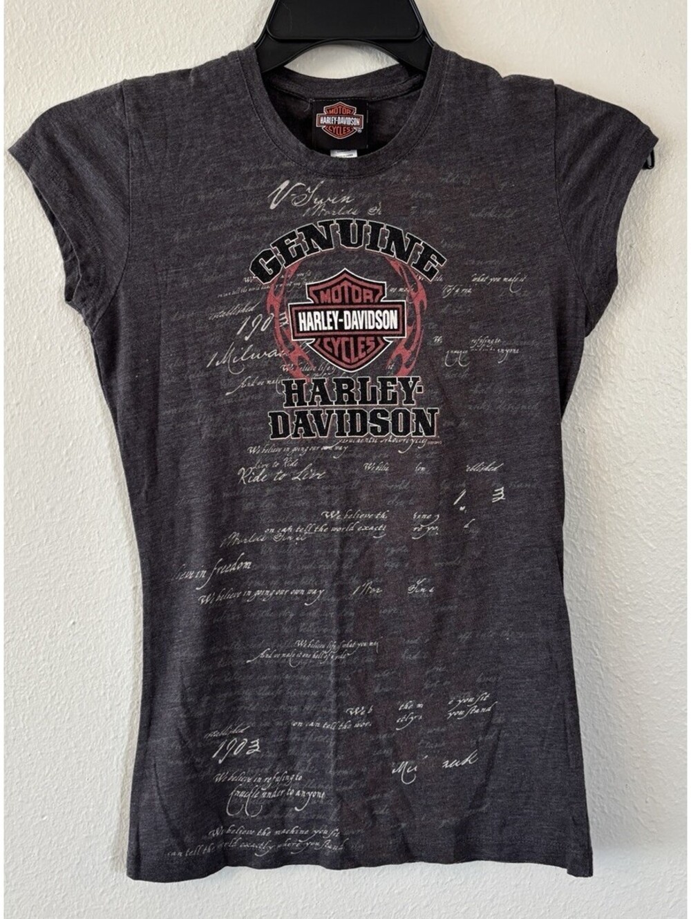 Harley Davidson Women’s Grey Graphic Short Sleeve Shirt Size Small